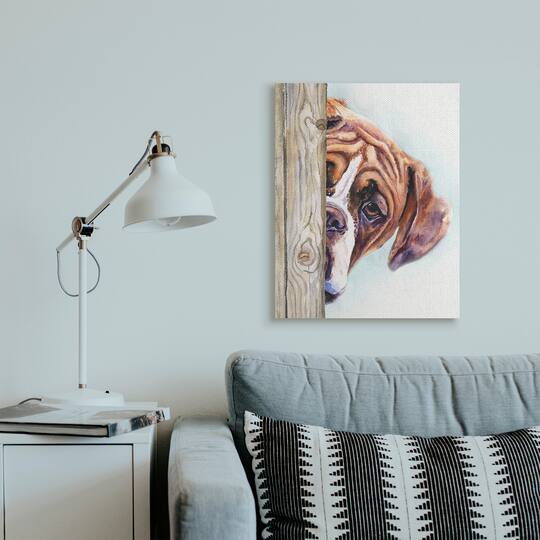Stupell Industries Boxer Dog Hide and Seek Puppy Portrait Canvas Wall Art